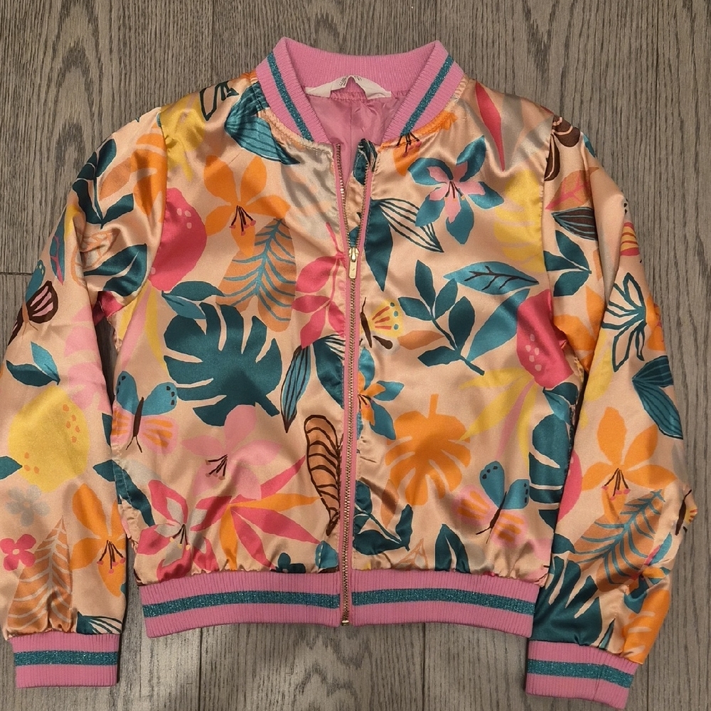 H&M Kids Floral Bomber Jacket - Size 8-9